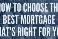 How to Choose the Best Mortgage for You .